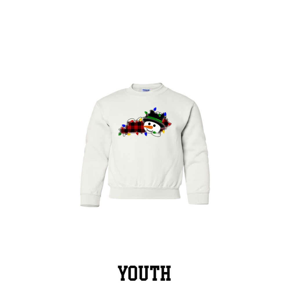 Kentucky Snowman and Lights Youth Crewneck