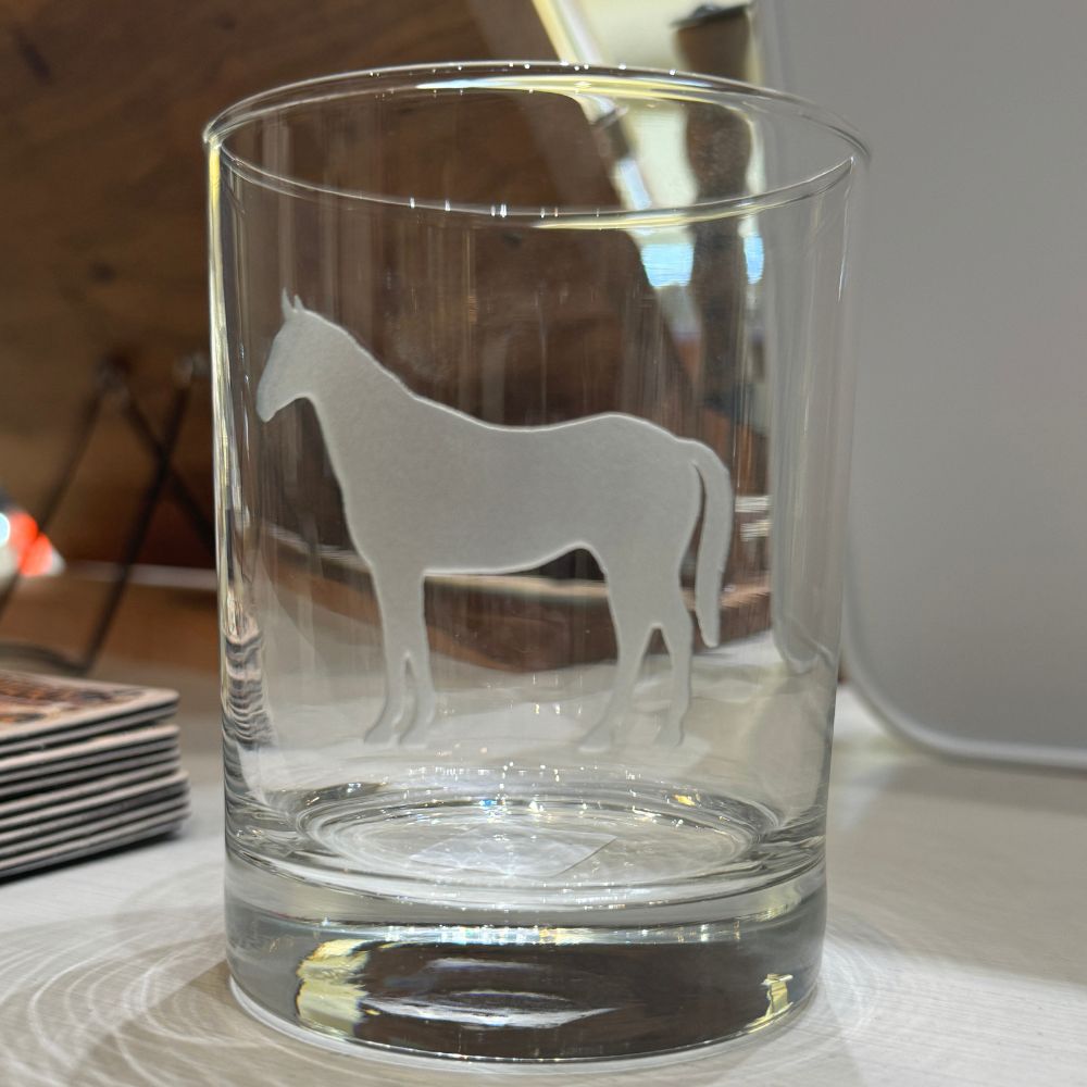 14oz Etched Horse Rocks Glass