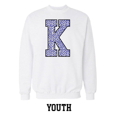 Royal/Wht Leopard K Youth Crew