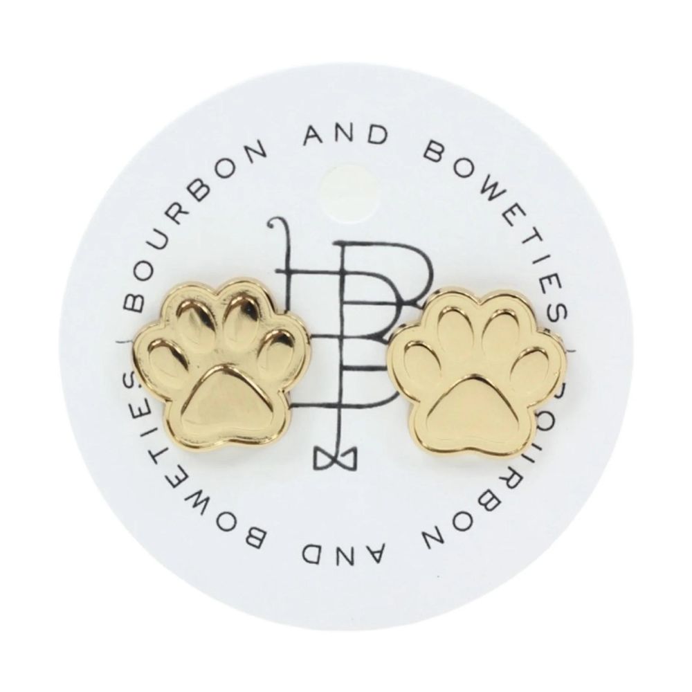 Gold Paw Stud Earrings