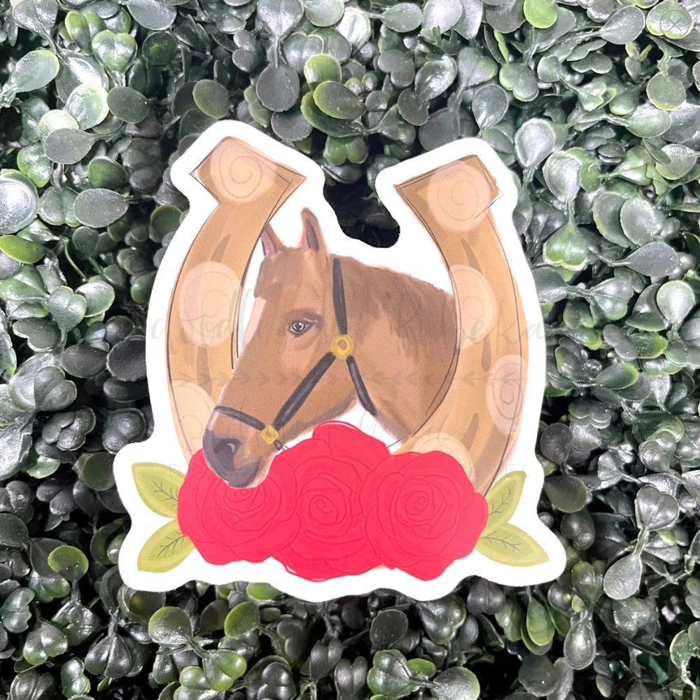 Horseshoe Head with Roses Sticker