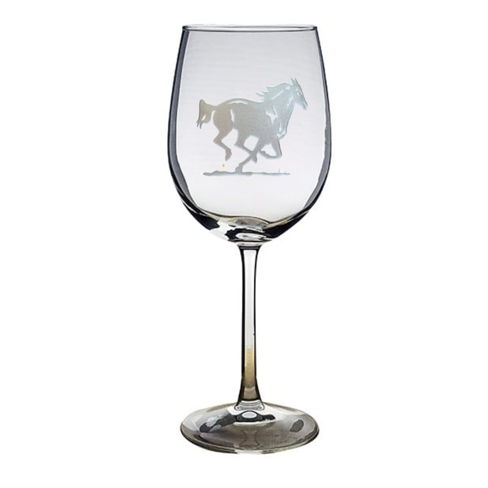 Running Horse Stemmed Wine Glass