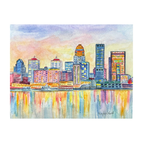 Impresión en acuarela del horizonte de Louisville, KY