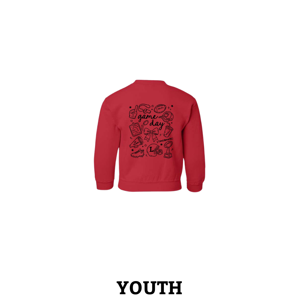 L Game Day Doodle Youth Crewneck