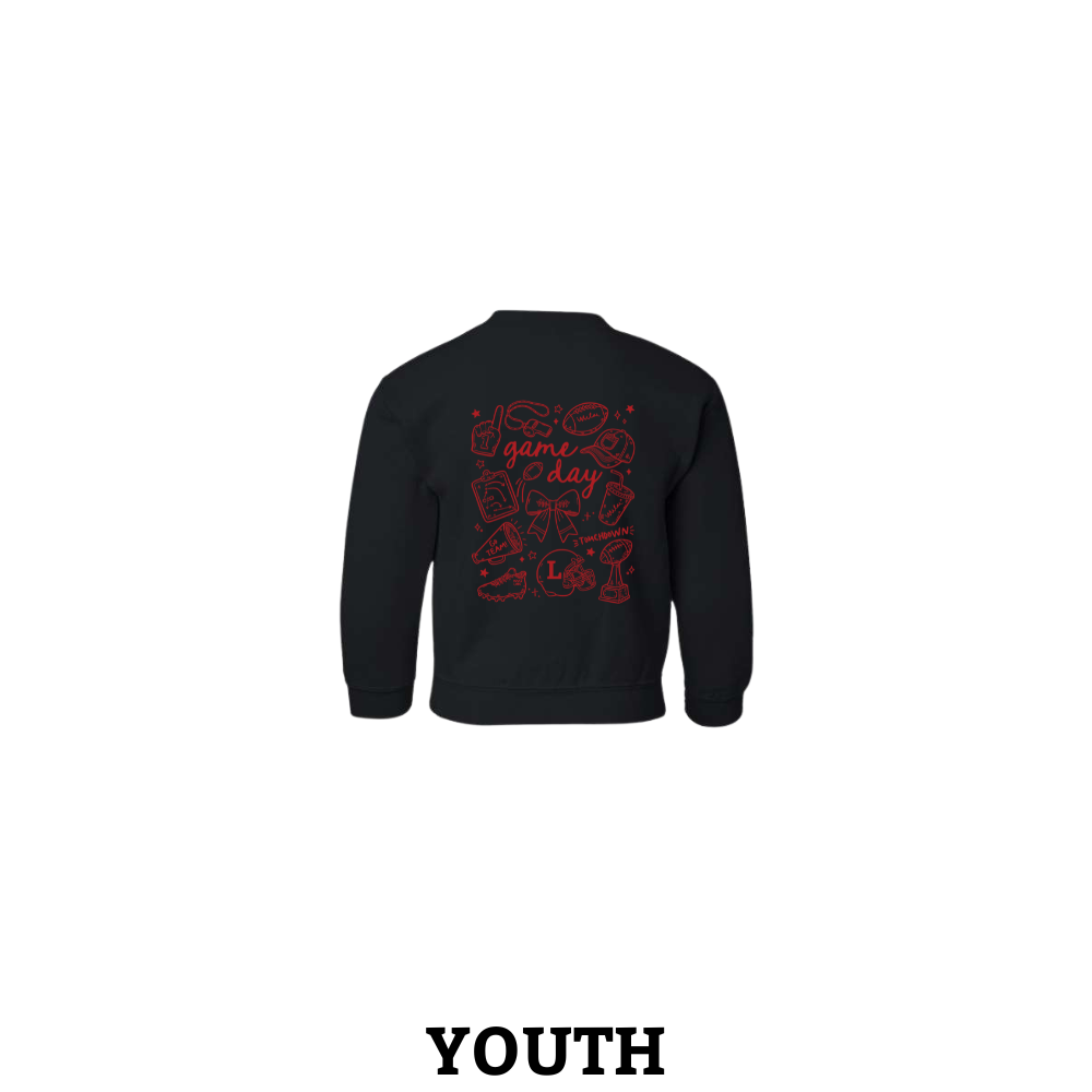 L Game Day Doodle Youth Crewneck