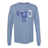 Cats Pattern Bow Comfort Colors Long Sleeve T-Shirt