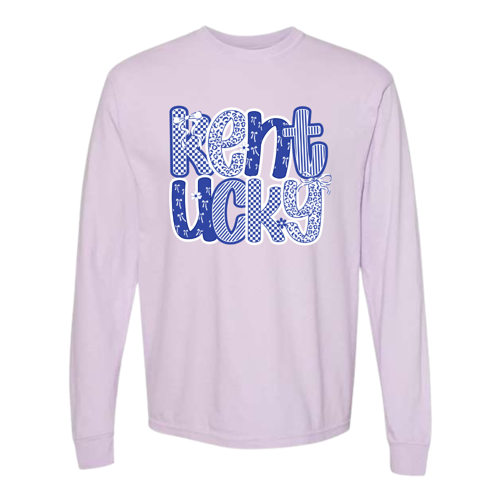 Kentucky Stacked Pattern Comfort Colors Long Sleeve T-Shirt