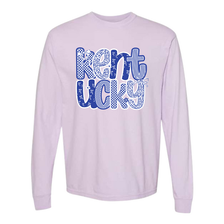Kentucky Stacked Pattern Comfort Colors Long Sleeve T-Shirt