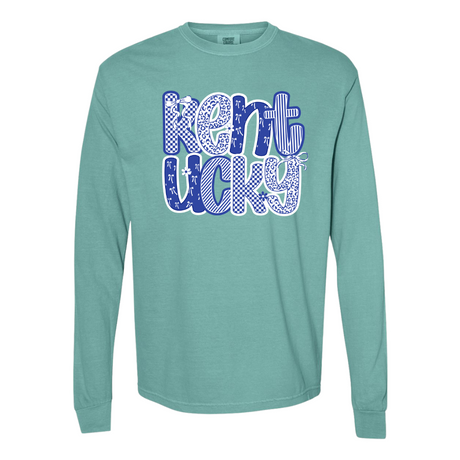Kentucky Stacked Pattern Comfort Colors Long Sleeve T-Shirt