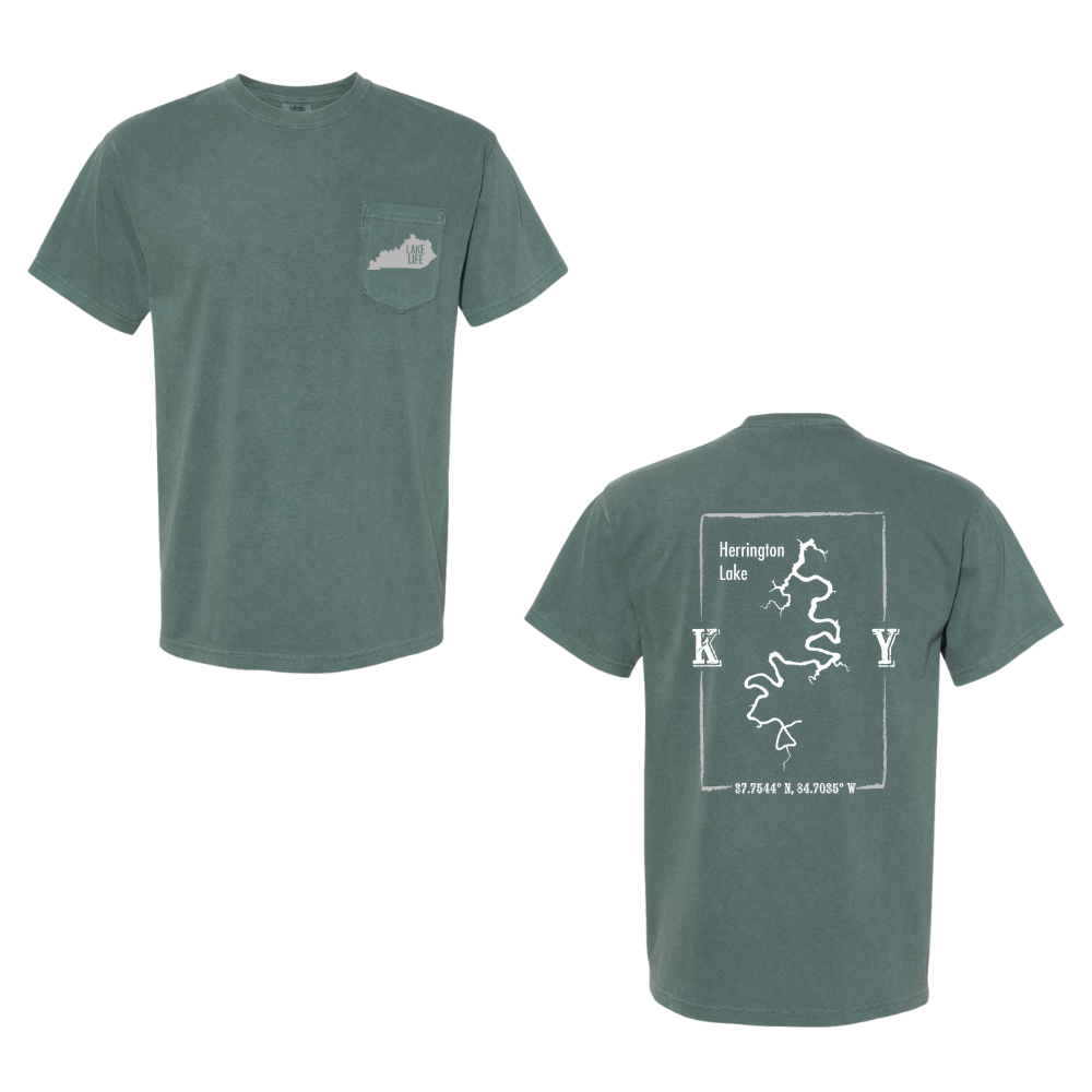 Herrington Lake Map Comfort Colors Pocket T-Shirt