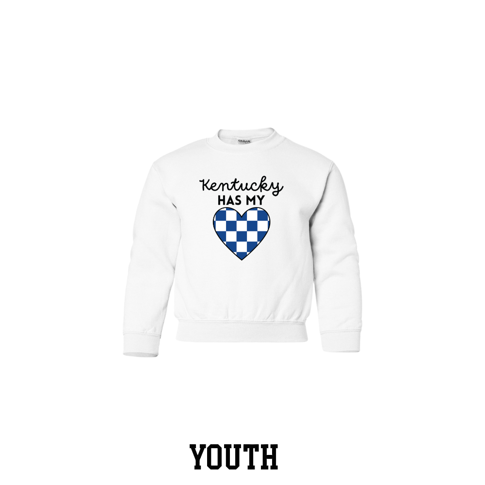 Kentucky Has My Checkerboard Heart Youth Crewneck