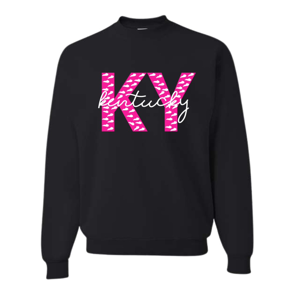 Pink Kentucky State Outlines KY Crewneck