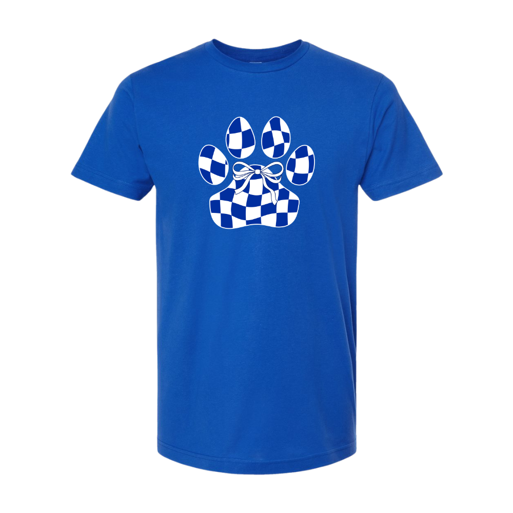 Checkerboard Paw and Bow T-Shirt