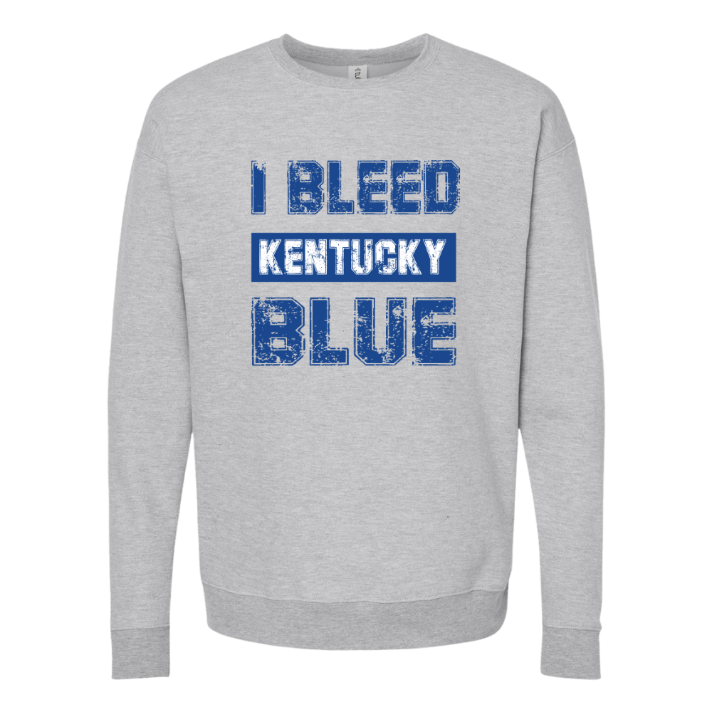 I Bleed Kentucky Blue Distressed Crewneck