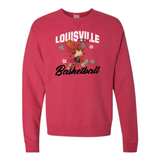 Retro Louisville Basketball Dunking Cardinal Comfort Wash Crewneck