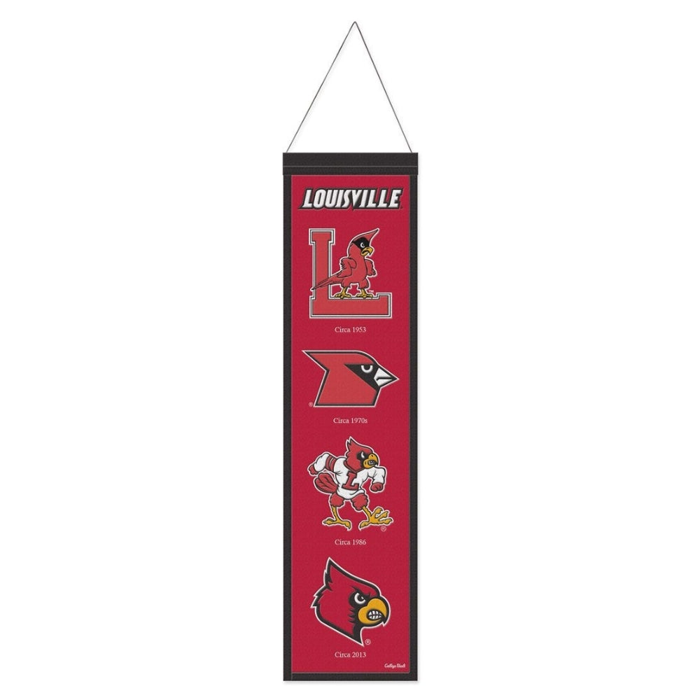 Louisville Cardinal Logo Evolution Wool Banner