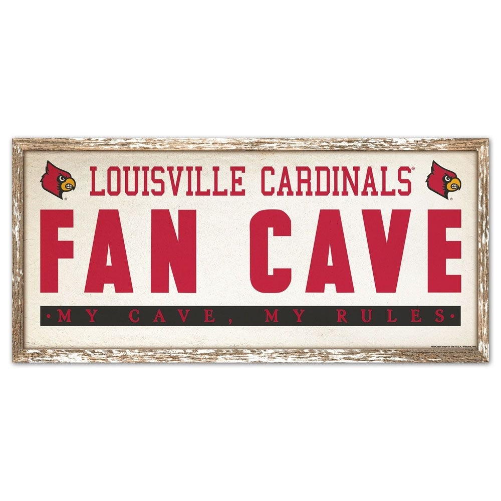 Louisville Cardinals Fan Cave Wood Sign