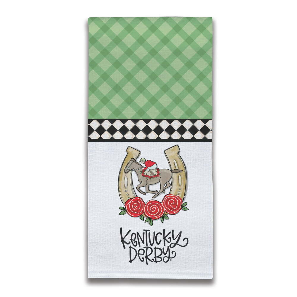 Kentucky Derby Horseshoe Checkerboard Hand Towel