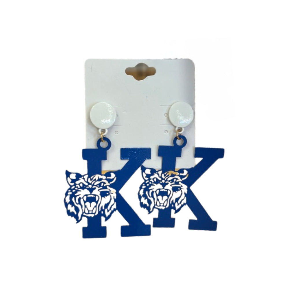 Power K Wildcat Mascot Earrings