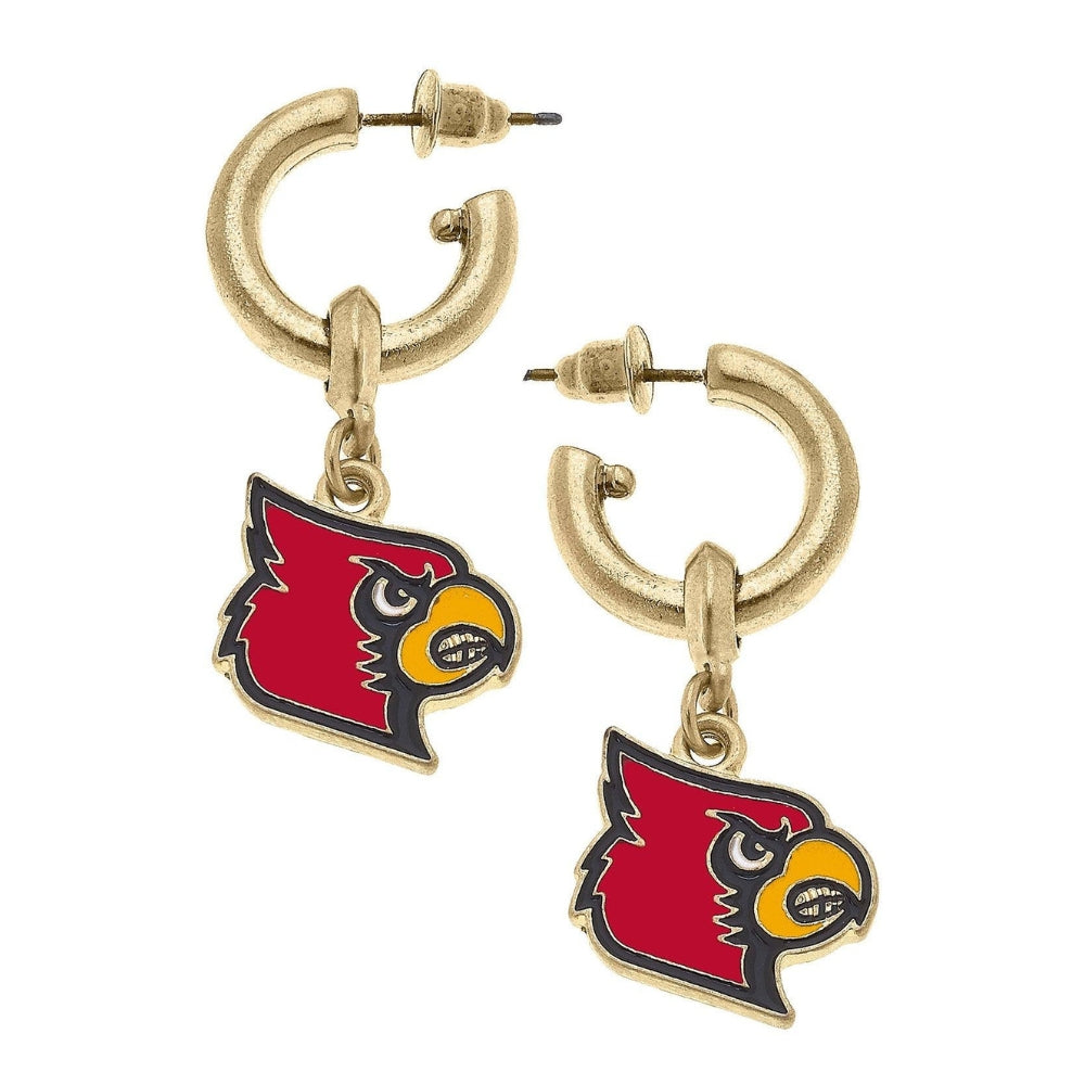 Louisville Cardinals Enamel Drop Hoop Earrings