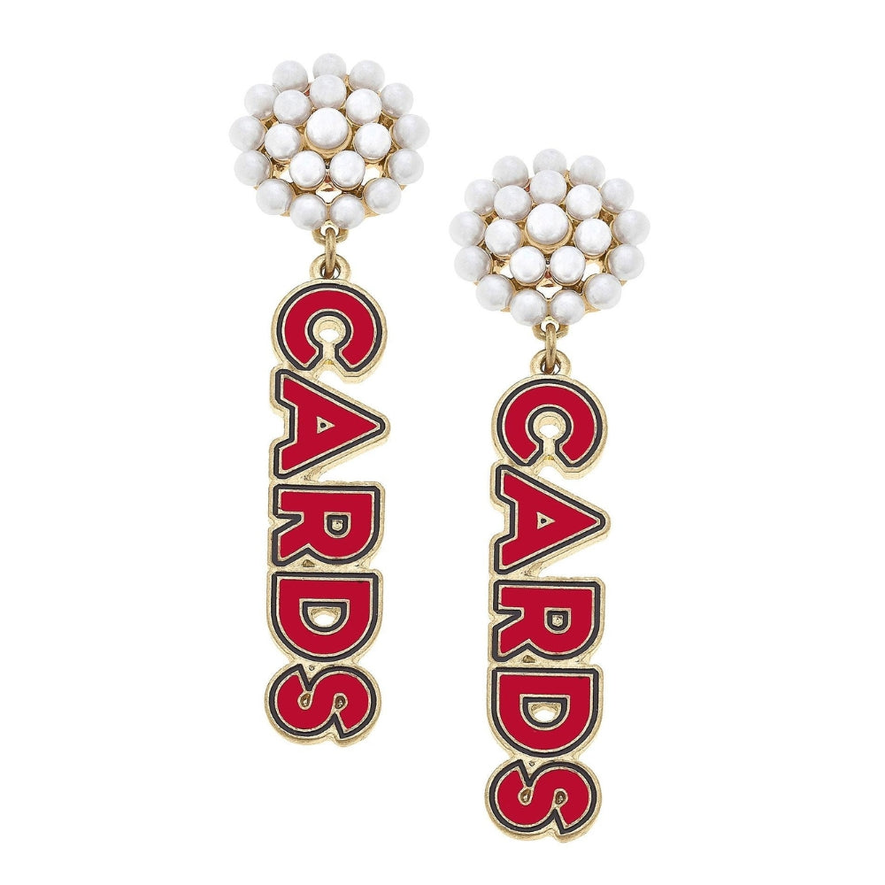 Louisville Cardinals Pearl Cluster Enamel Earrings