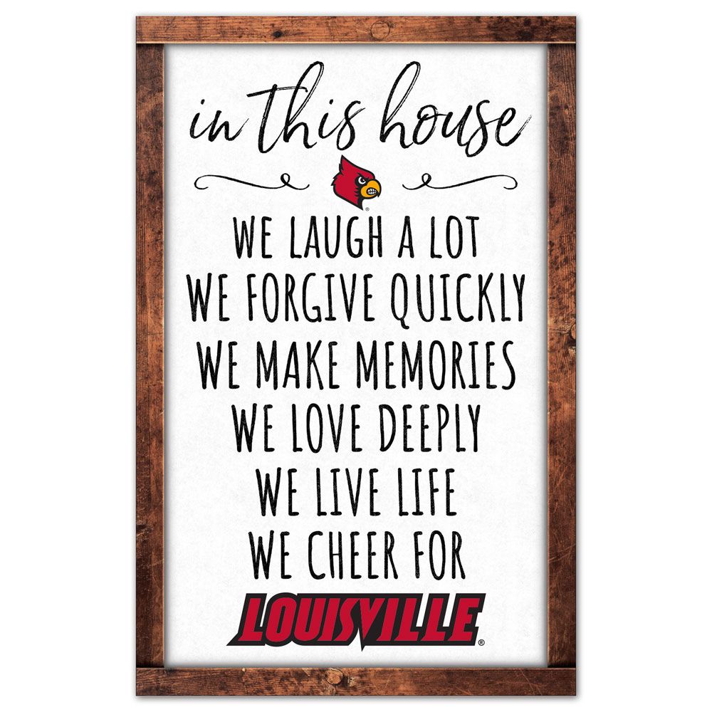 "In This House" Louisville Cardinals Wood Sign