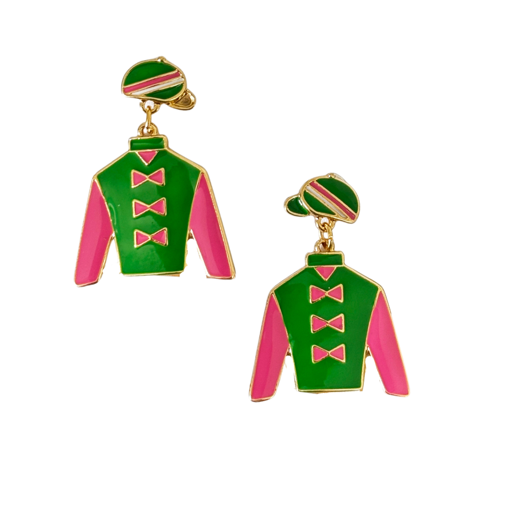 Pegasus Jockey Silks Enamel Earrings