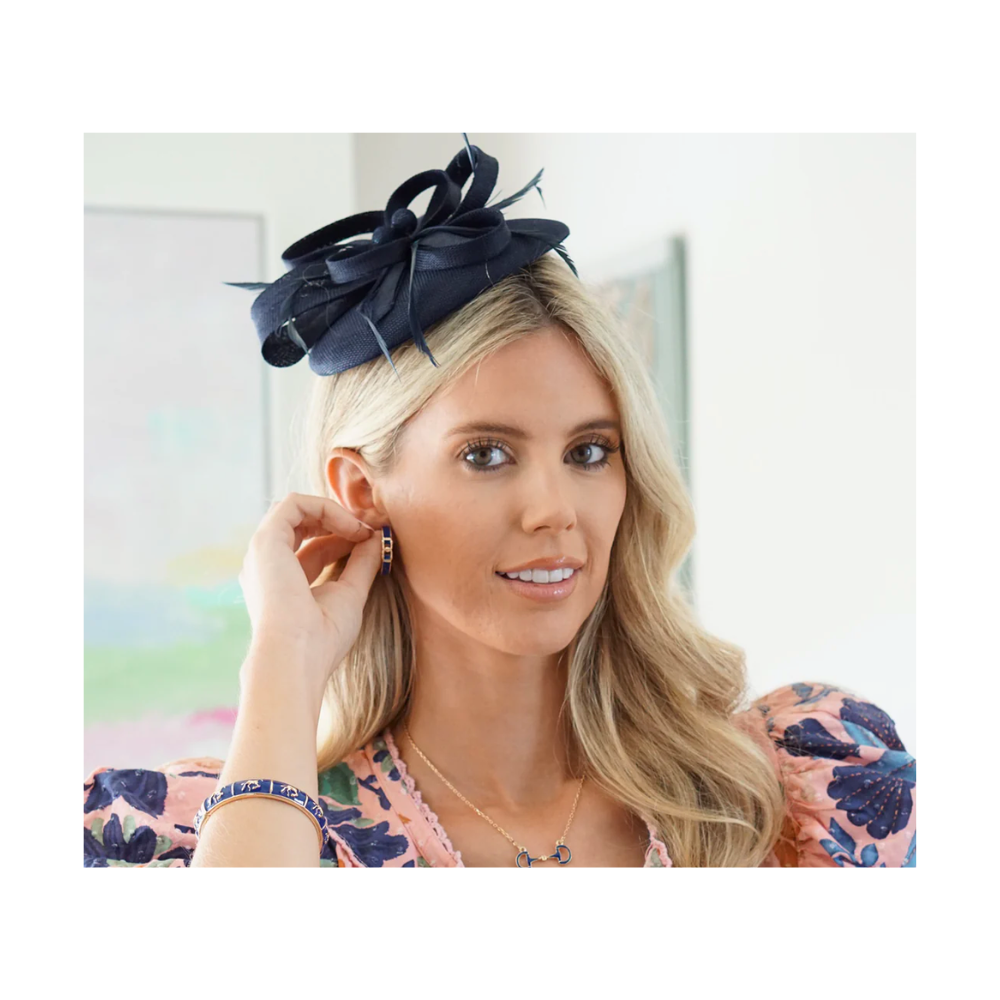 Horsebit Links Enamel Hoop Earrings