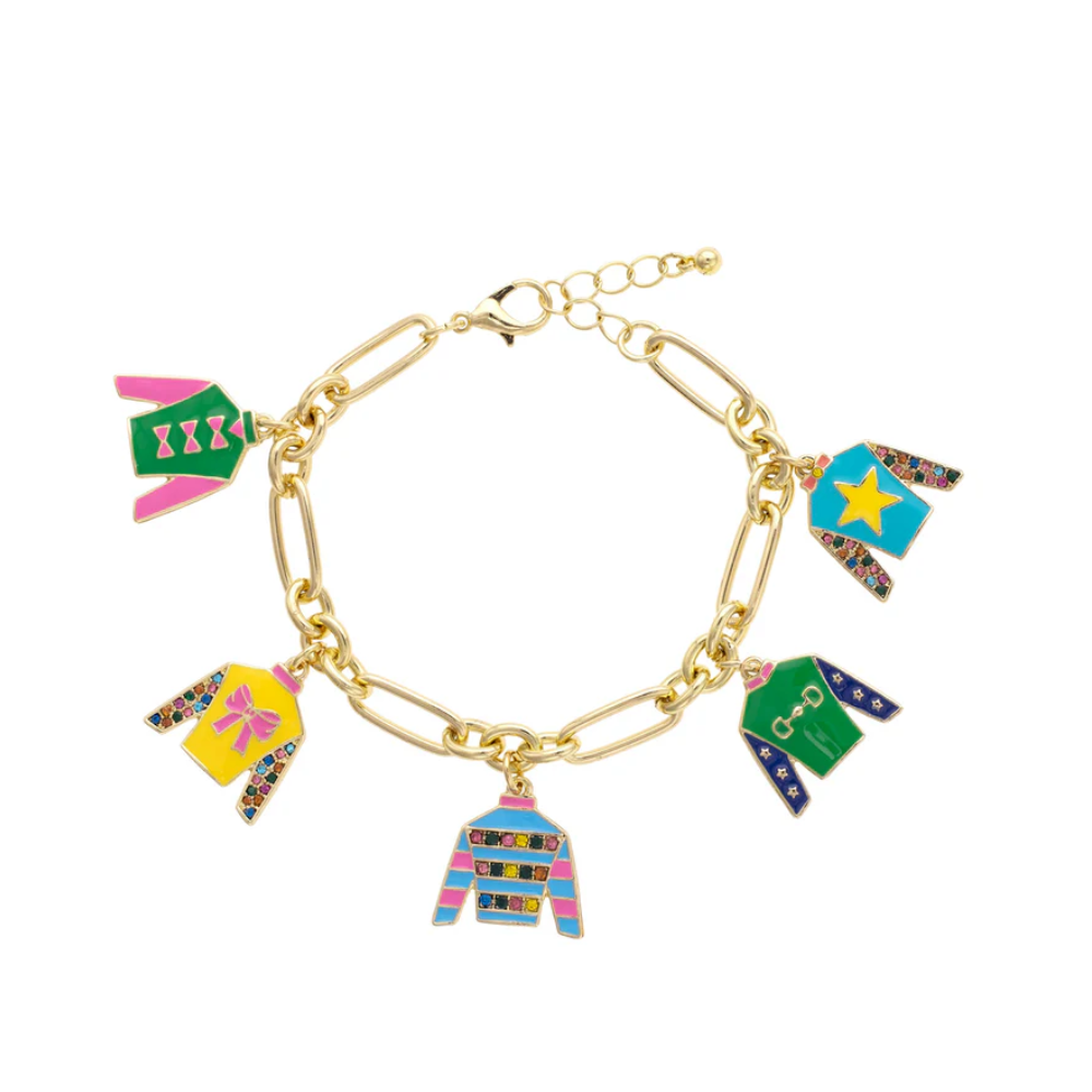 Winner's Circle Jockey Silks Enamel Charm Bracelet