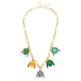 Jockey Silk Enamel Charm Necklace