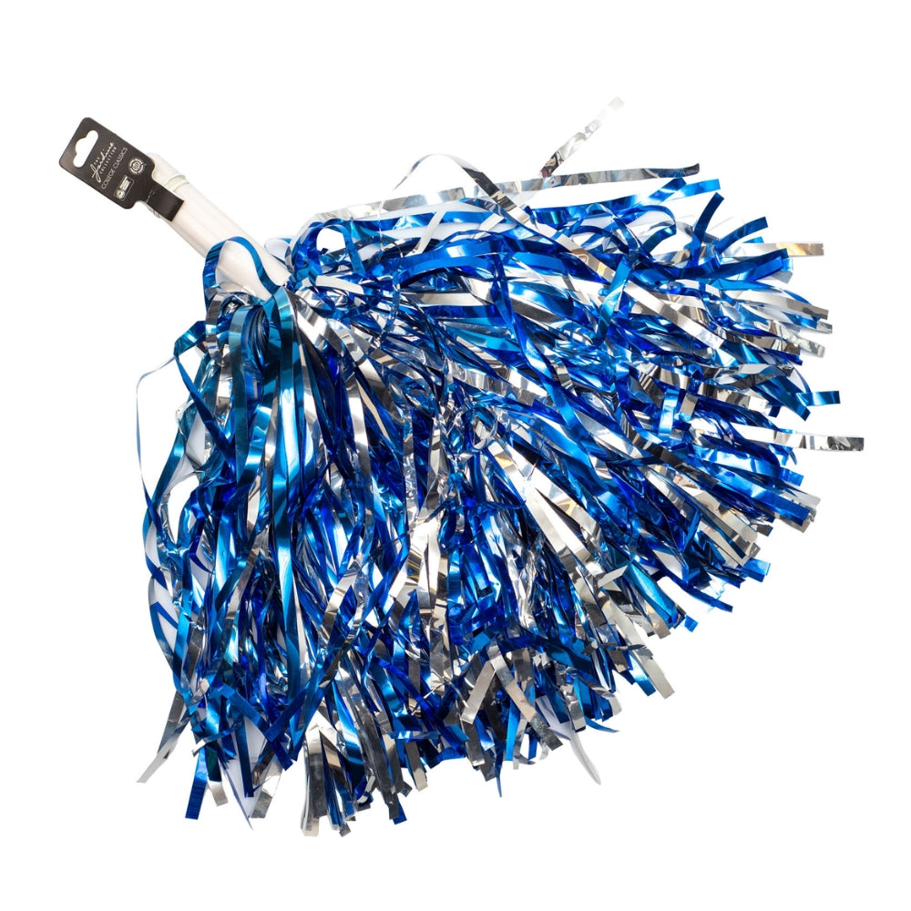 Royal and Silver Shimmer Pom Poms