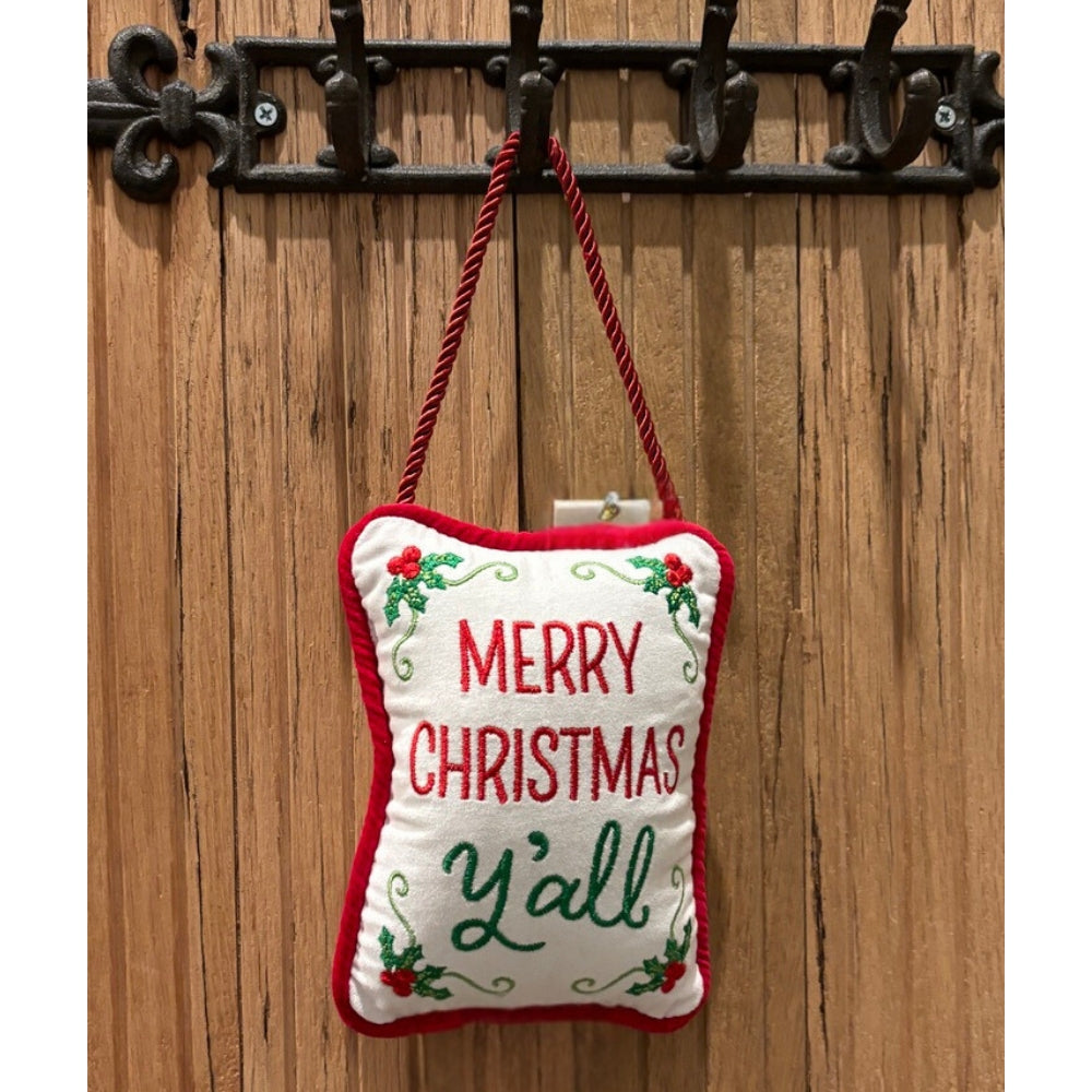 Merry Christmas Y'all 5" x 7" Velvet Door Hanger