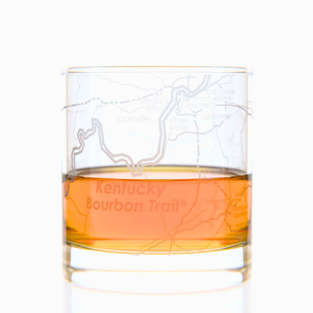 Kentucky Bourbon Trail Map Rocks Glass