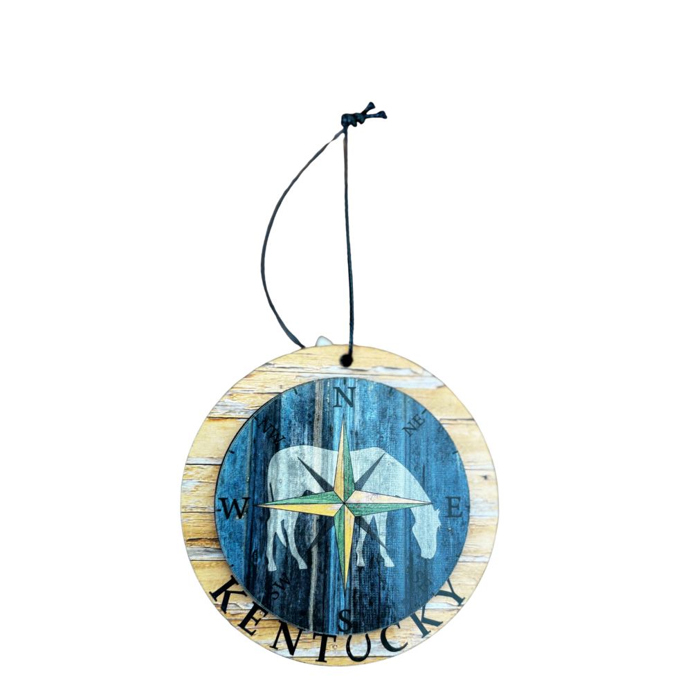 Kentucky Horse Compass Wooden Ornament