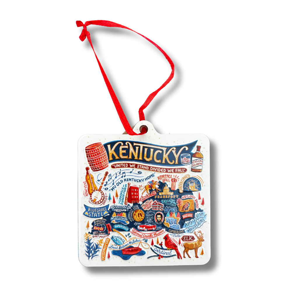 Kentucky Map Stamped Metal Ornament