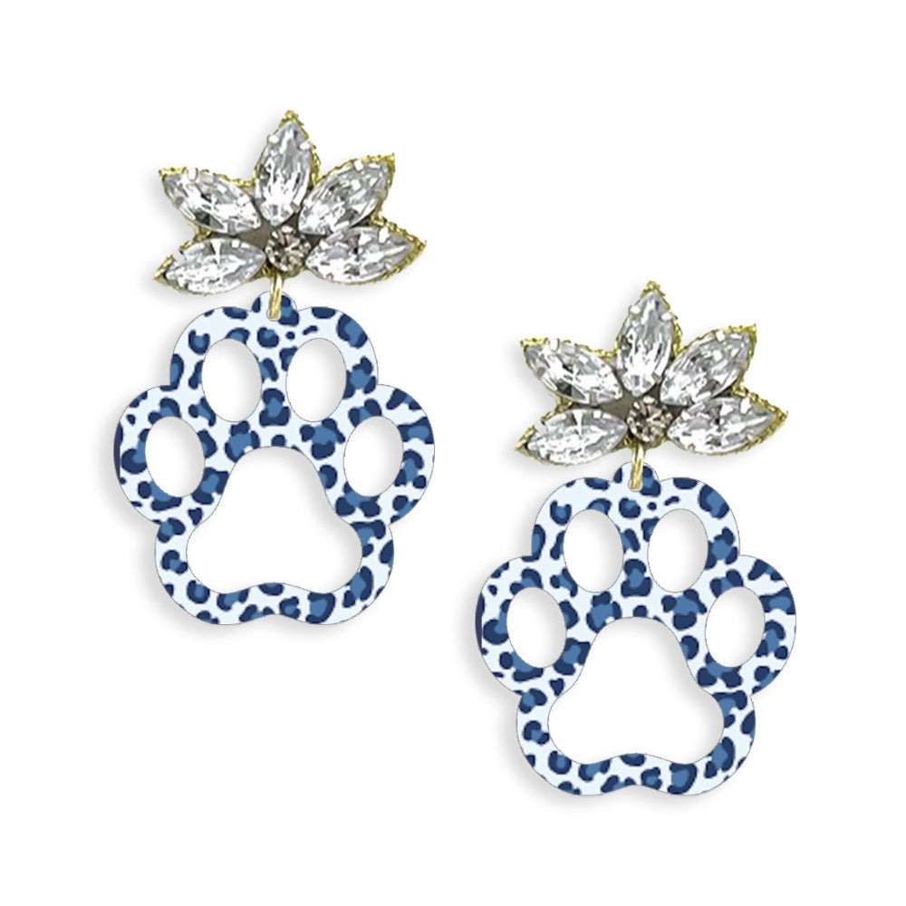 Royal Blue Leopard Paw Print Earrings