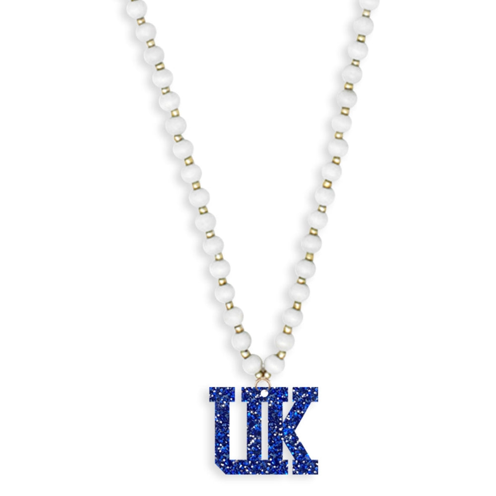 UK Royal Blue Silver Glitter Necklace