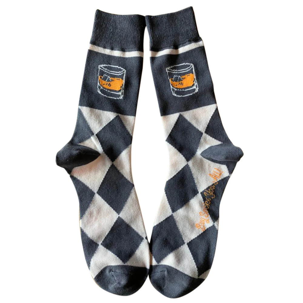 Bourbon Whiskey on the Rocks Argyle Socks