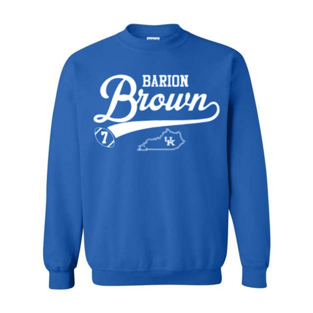 Barion Brown Flair Script Crewneck