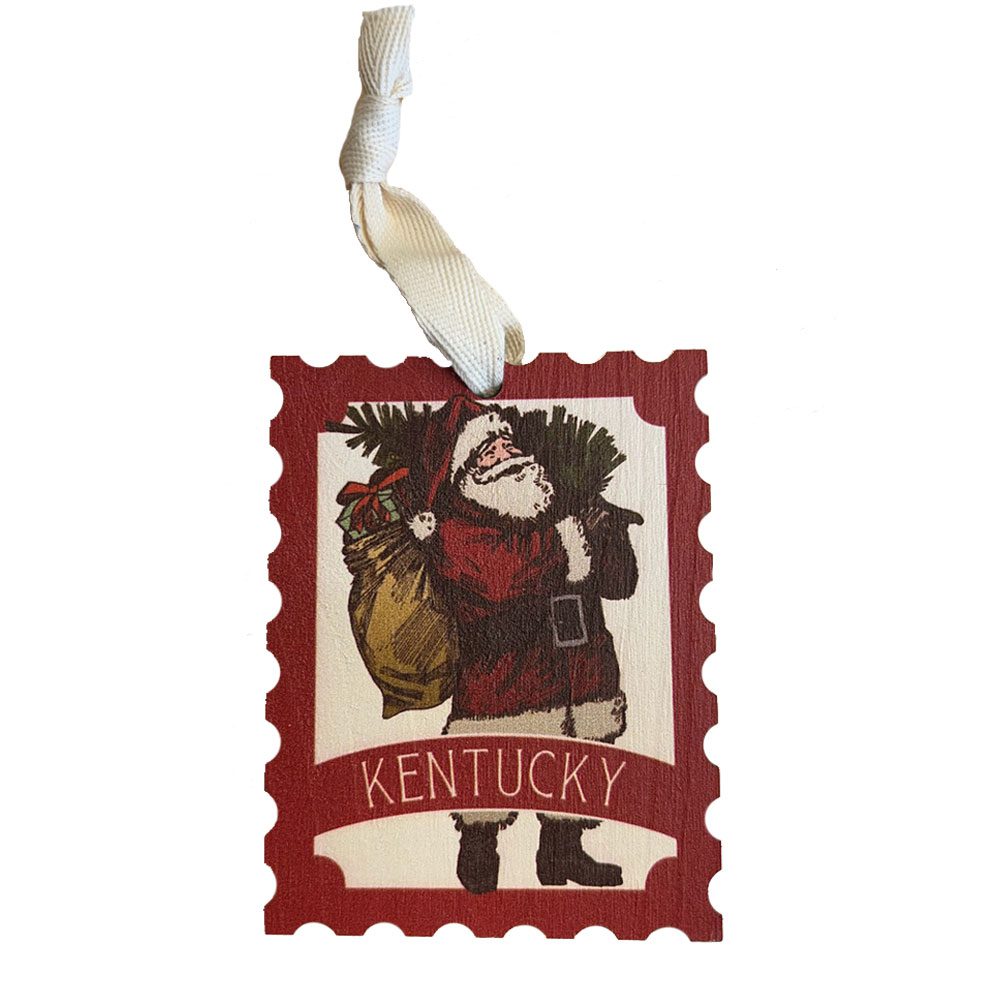 KY Retro Santa Ornament