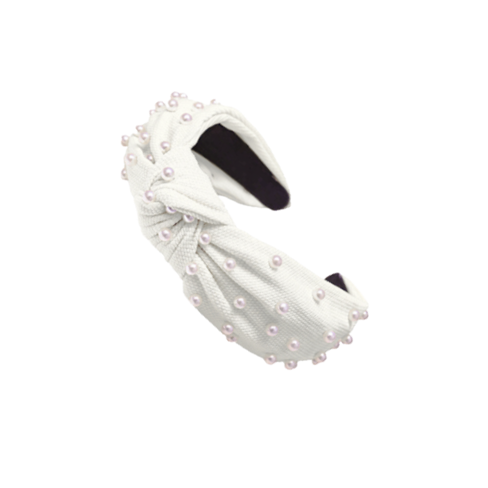 White Textured Pearl Studded Headband