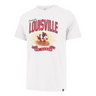 White t-shirt with 'Louisville Cardinals' graphic design on a white background