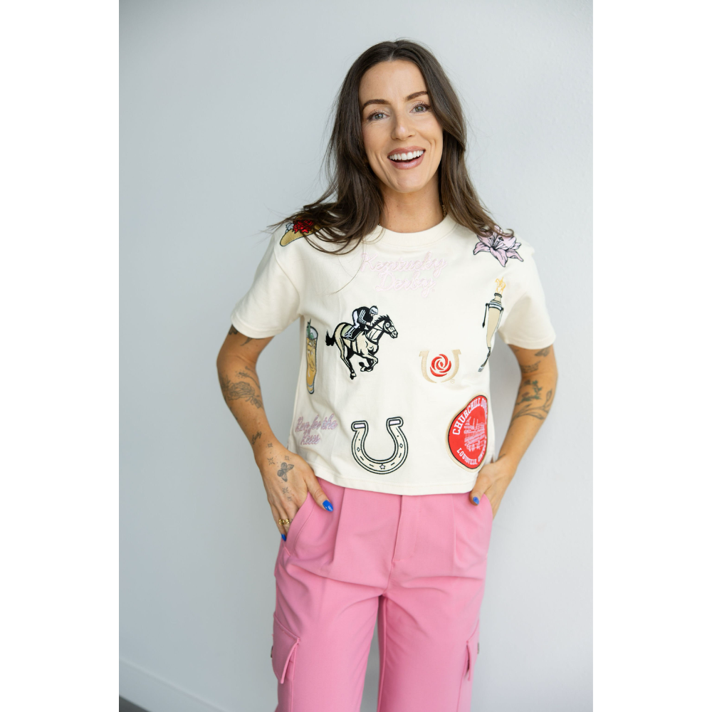 Kentucky Derby All Over Crop T-Shirt