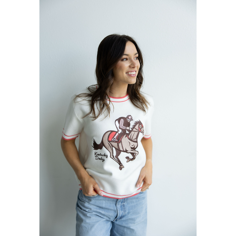 Kentucky Derby Chenille Horse Sweater Tee