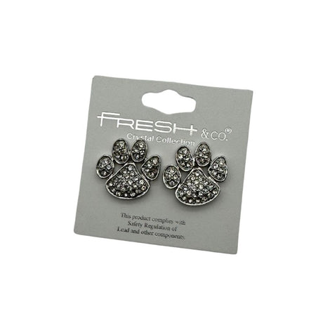 Crystal Paw Earring Rhodium