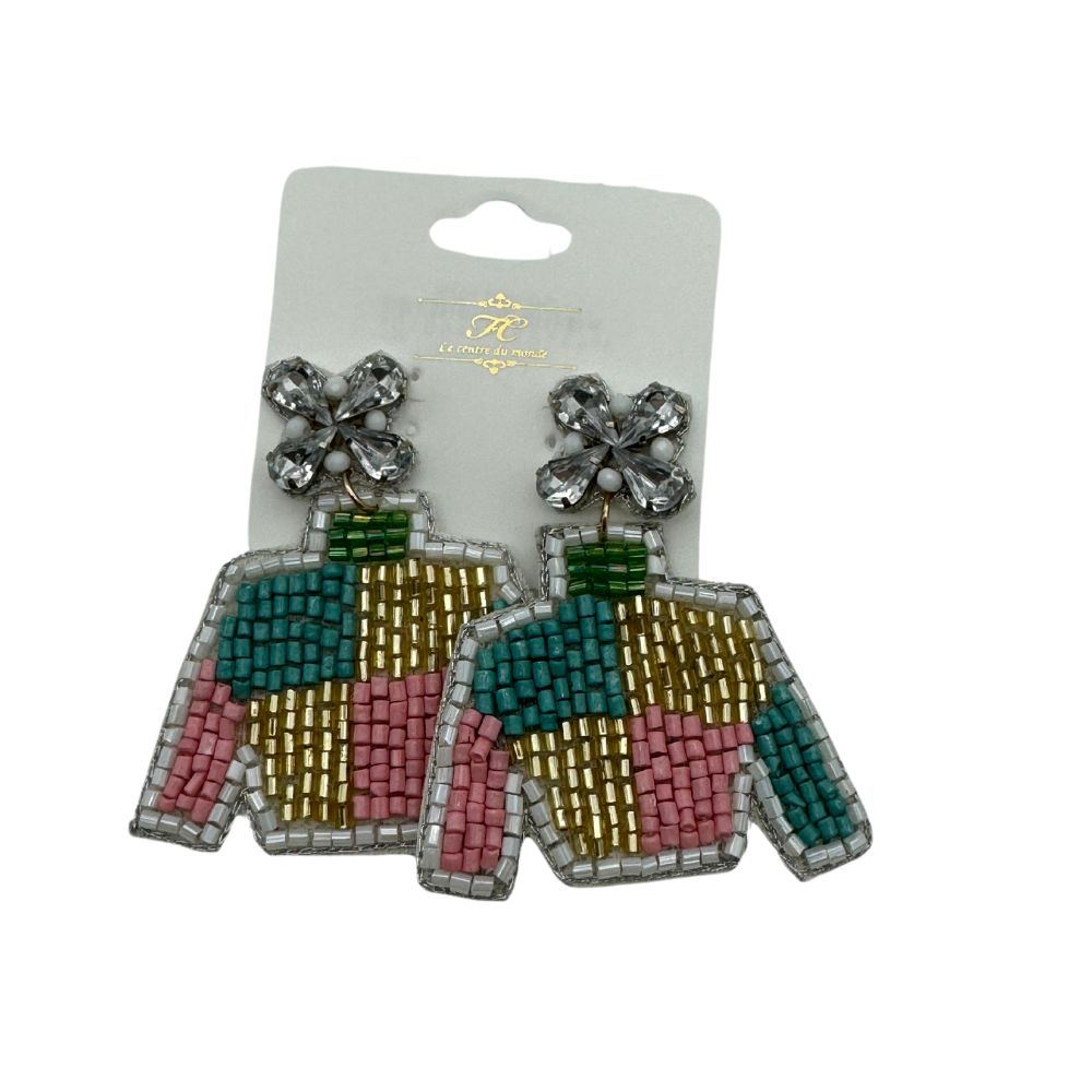 Jockey Silk Pink Turquoise Earrings