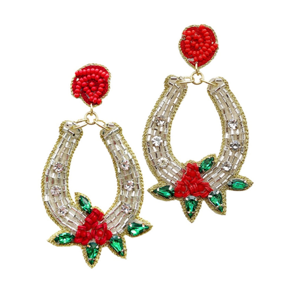 Beaded Horseshoe Earrings