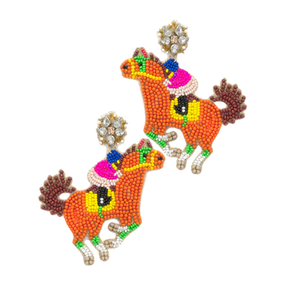 Beaded Racehorse Earrings