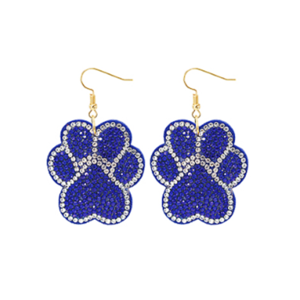 Crystal Paw Print Cushion Earrings