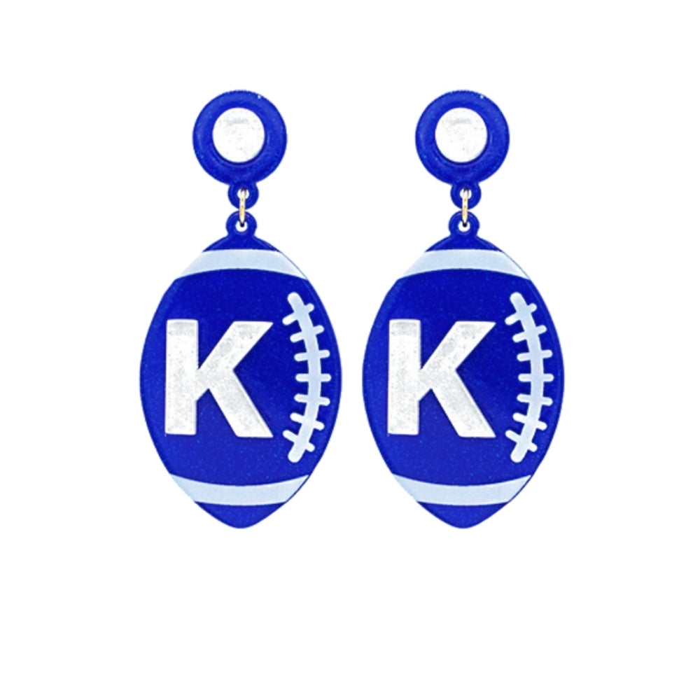 Game Day K Football Drop Earrings